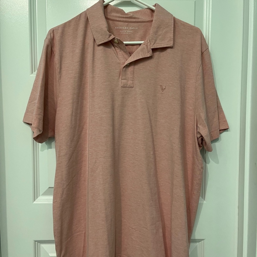 American Eagle Outfitters Men's Light Pink Polo